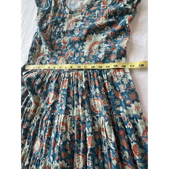 Soft Surroundings Sz XS Kara Floral Maxi Dress in Fiery Teal Blue Jacobean - Picture 12 of 13